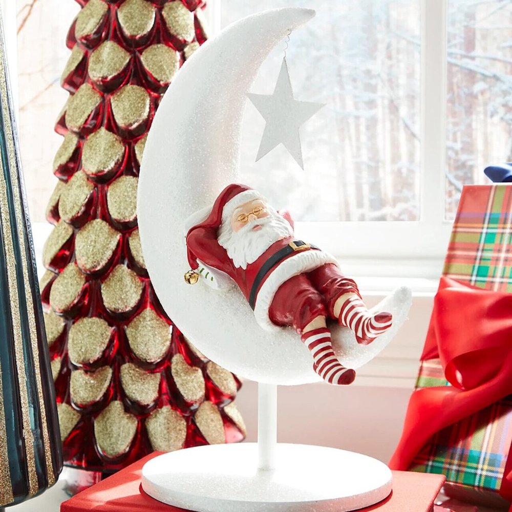 Bethany Lowe Good Night Santa on Moon